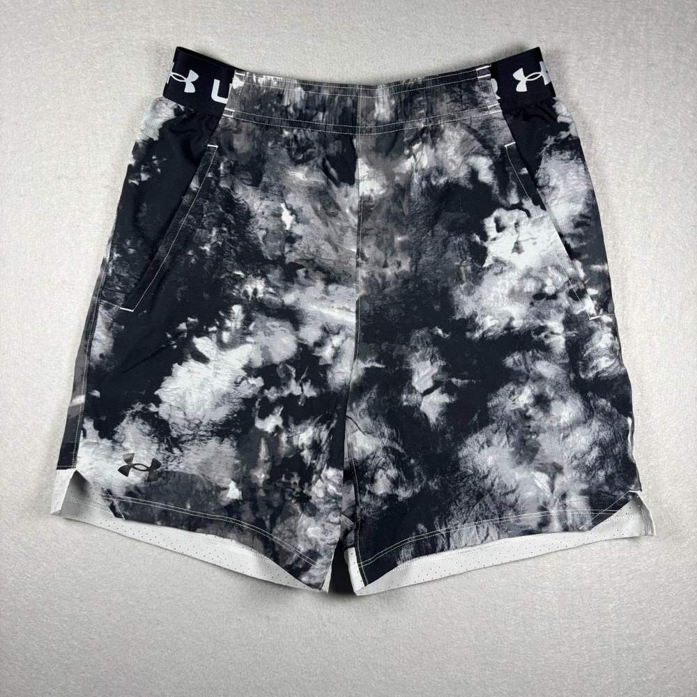 Under Armour Vanish Woven 6" Shorts Mens Small S Black White Tie Dye Print